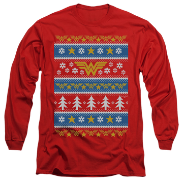 Wonder Woman Wonder Woman Christmas Sweater - Men's Long Sleeve T-Shirt Men's Long Sleeve T-Shirt Wonder Woman   