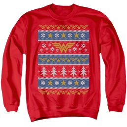 Wonder Woman Wonder Woman Christmas Sweater - Men's Crewneck Sweatshirt Men's Crewneck Sweatshirt Wonder Woman   