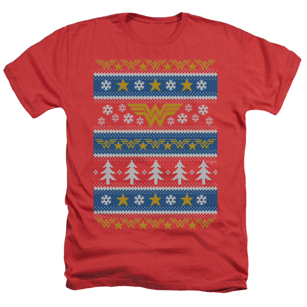 Wonder Woman Wonder Woman Christmas Sweater - Men's Heather T-Shirt Men's Heather T-Shirt Wonder Woman   