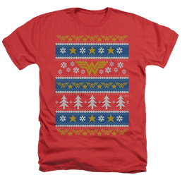 Wonder Woman Wonder Woman Christmas Sweater - Men's Heather T-Shirt Men's Heather T-Shirt Wonder Woman   