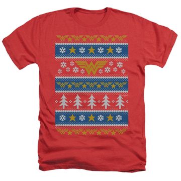 Wonder Woman Wonder Woman Christmas Sweater - Men's Heather T-Shirt Men's Heather T-Shirt Wonder Woman   