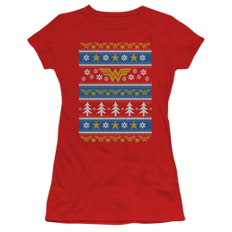 Wonder Woman Wonder Woman Christmas Sweater - Juniors T-Shirt Juniors T-Shirt Wonder Woman   