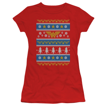 Wonder Woman Wonder Woman Christmas Sweater - Juniors T-Shirt Juniors T-Shirt Wonder Woman   
