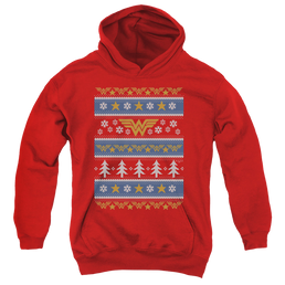 Wonder Woman Wonder Woman Christmas Sweater - Youth Hoodie Youth Hoodie (Ages 8-12) Wonder Woman   