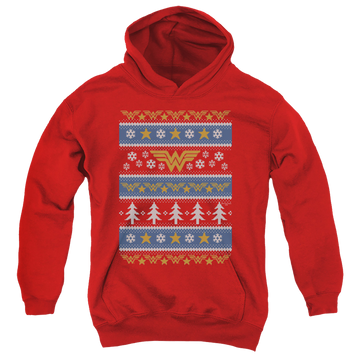 Wonder Woman Wonder Woman Christmas Sweater - Youth Hoodie Youth Hoodie (Ages 8-12) Wonder Woman   