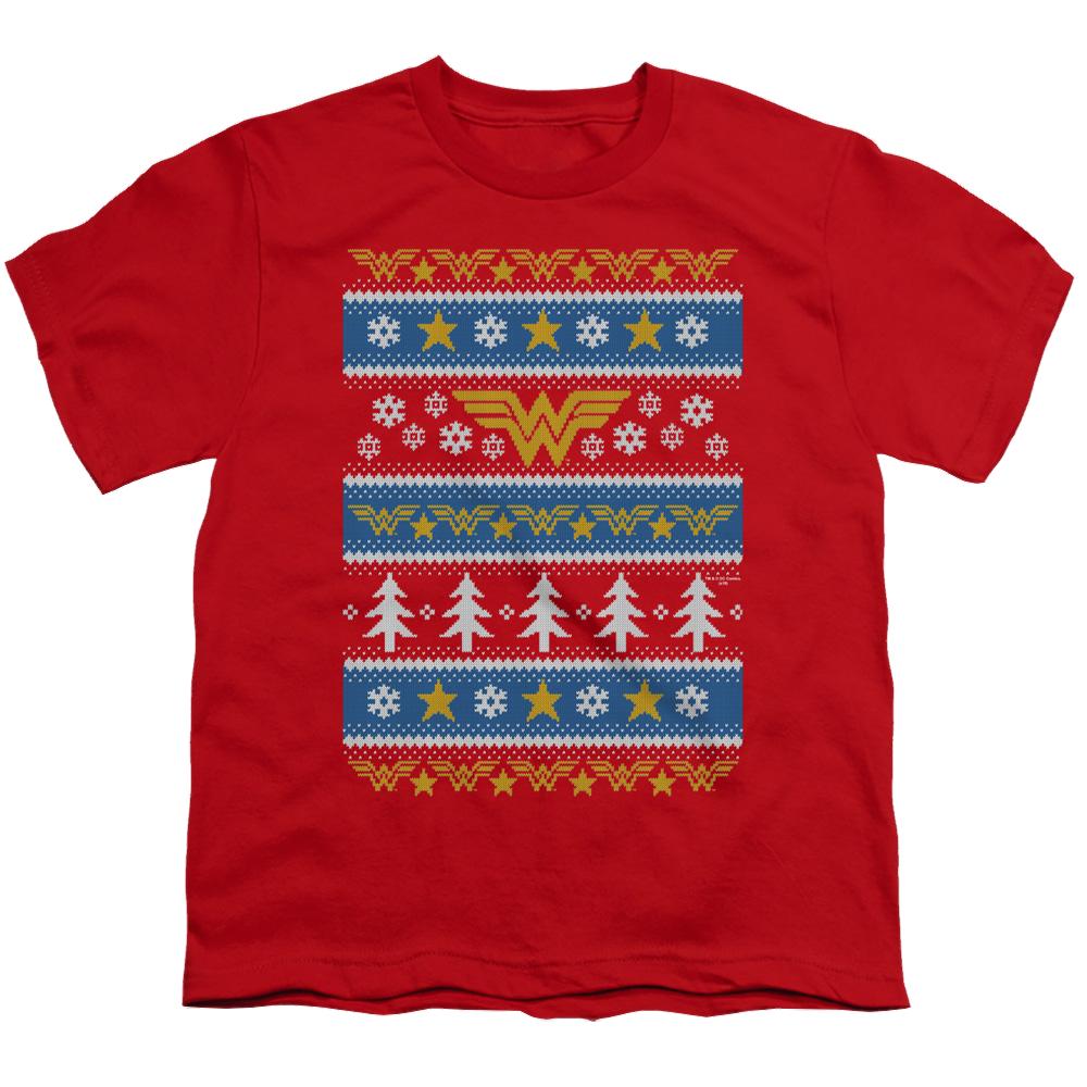Wonder Woman Wonder Woman Christmas Sweater - Youth T-Shirt Youth T-Shirt (Ages 8-12) Wonder Woman   