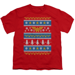 Wonder Woman Wonder Woman Christmas Sweater - Youth T-Shirt Youth T-Shirt (Ages 8-12) Wonder Woman   