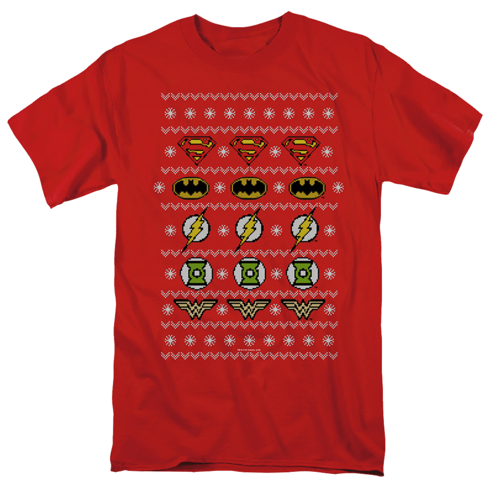 Justice League Justice Shields Christmas Sweater - Men's Regular Fit T-Shirt Men's Regular Fit T-Shirt Justice League   