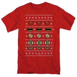 Justice League Justice Shields Christmas Sweater - Men's Regular Fit T-Shirt Men's Regular Fit T-Shirt Justice League   