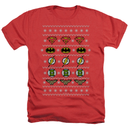 Justice League Justice Shields Christmas Sweater - Men's Heather T-Shirt Men's Heather T-Shirt Justice League   