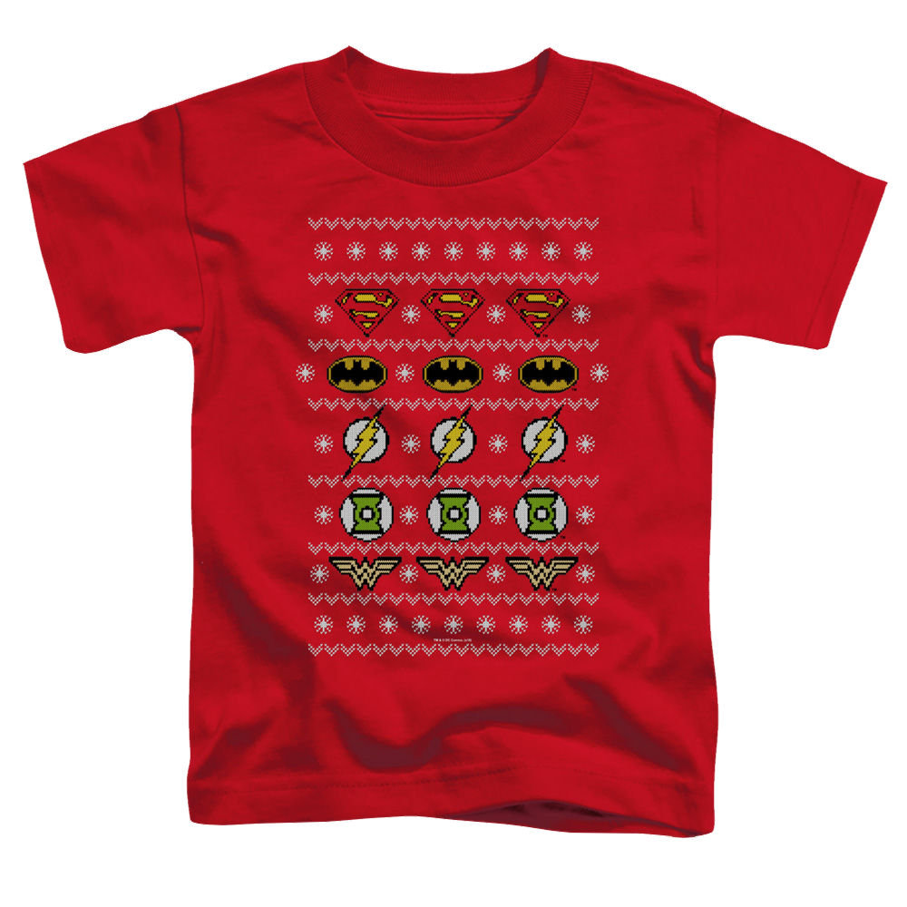 Justice League Justice Shields Christmas Sweater - Kid's T-Shirt Kid's T-Shirt (Ages 4-7) Justice League   