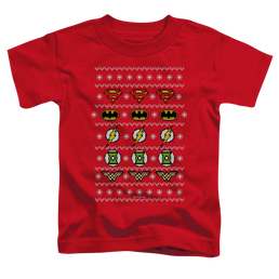 Justice League Justice Shields Christmas Sweater - Toddler T-Shirt Toddler T-Shirt Justice League   