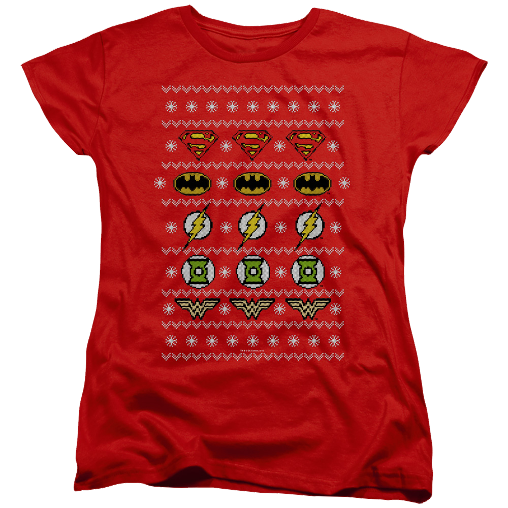 Justice League Justice Shields Christmas Sweater - Women's T-Shirt Women's T-Shirt Justice League   