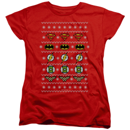 Justice League Justice Shields Christmas Sweater - Women's T-Shirt Women's T-Shirt Justice League   