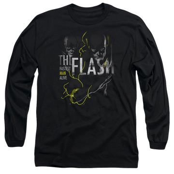 Black men's long sleeve t-shirt with The Flash Bold Flash graphic
