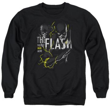 Black men's crewneck sweatshirt with The Flash Bold Flash graphic
