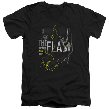 Black men's v-neck t-shirt with The Flash Bold Flash graphic