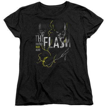 Black women's t-shirt with The Flash Bold Flash graphic