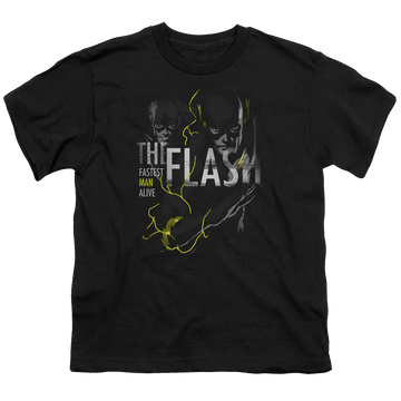 Black youth t-shirt for ages 8 to 12 with The Flash Bold Flash graphic