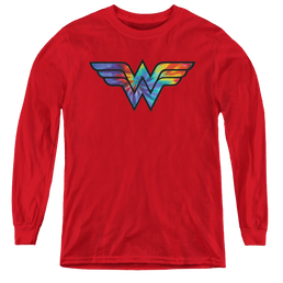 Wonder Woman Wonder Woman Tie Dye Logo - Youth Long Sleeve T-Shirt Youth Long Sleeve T-Shirt Wonder Woman   