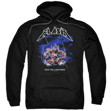 Black pullover hoodie with The Flash Run The Lightning graphic