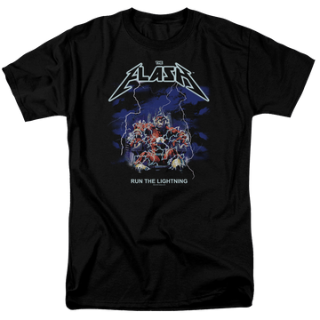 Black men's regular fit t-shirt with The Flash Run The Lightning graphic