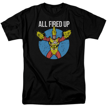 Black men's regular fit t-shirt with Firestorms Party graphic