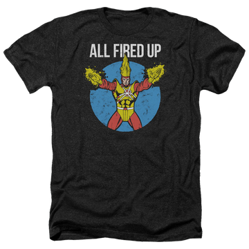 Charcoal men's heather t-shirt with Firestorms Party graphic