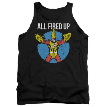 Black men's tank with Firestorms Party graphic