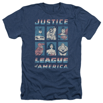 Navy men's heather t-shirt with Justice League American League graphic