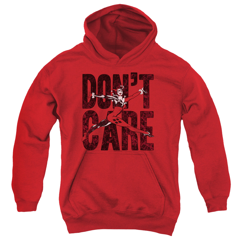 Harley Quinn Don’T Care - Youth Hoodie Youth Hoodie (Ages 8-12) Harley Quinn   