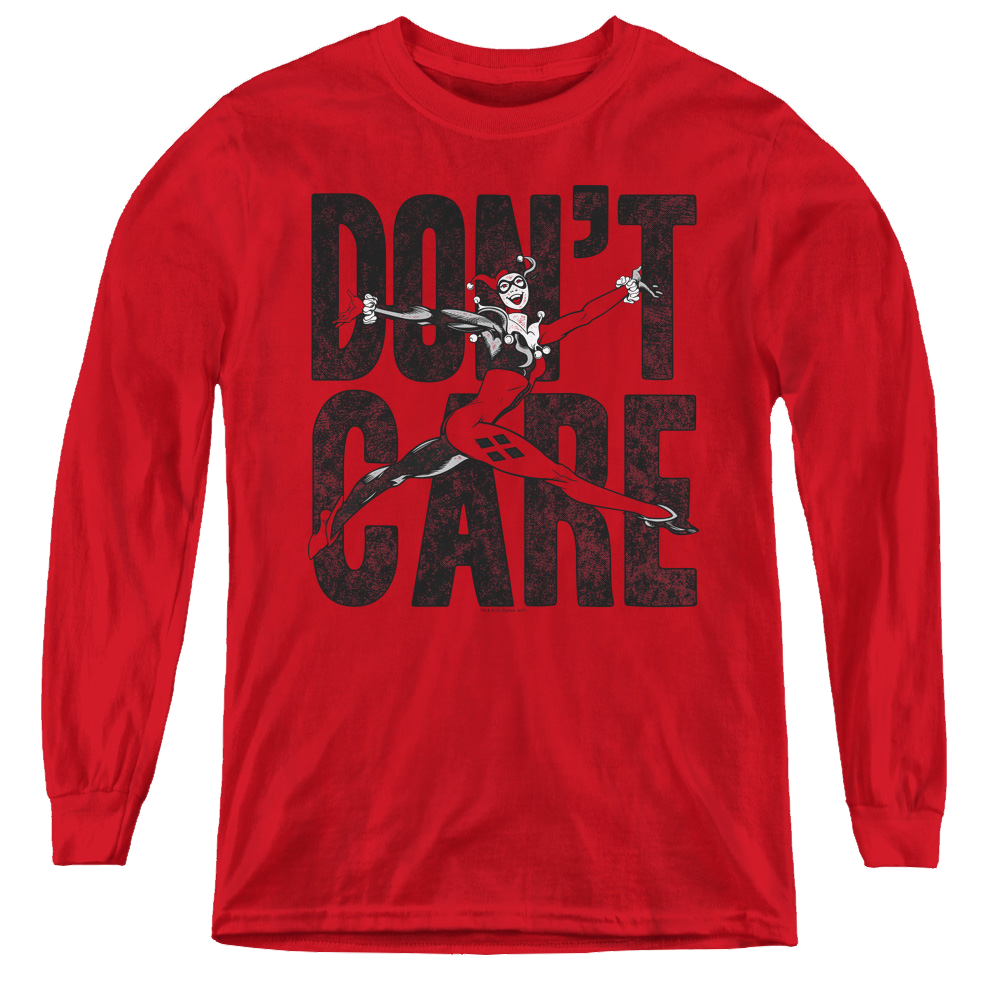 Harley Quinn Don’T Care - Youth Long Sleeve T-Shirt Youth Long Sleeve T-Shirt Harley Quinn   