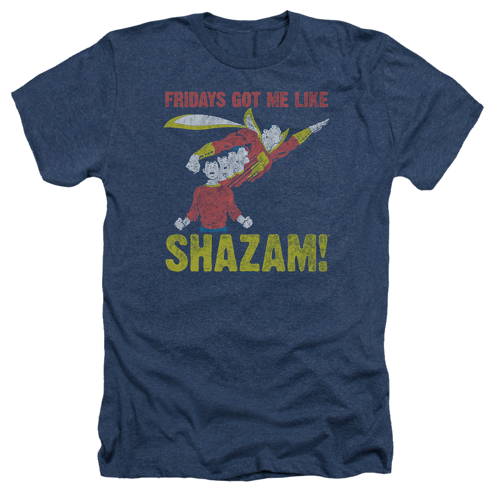 Justice League Fridays Got Me Like Men's Heather T-Shirt Men's Heather T-Shirt Shazam   