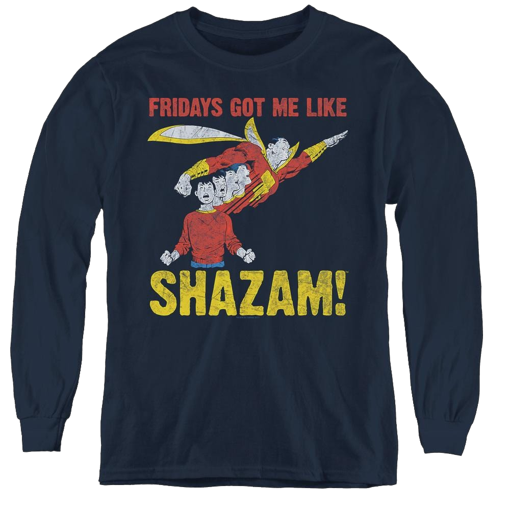 Shazam Fridays Got Me Like - Youth Long Sleeve T-Shirt Youth Long Sleeve T-Shirt Shazam   