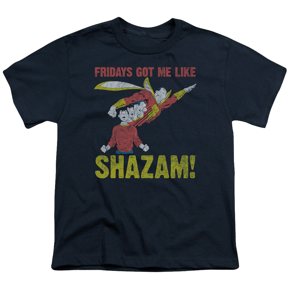 Shazam Fridays Got Me Like - Youth T-Shirt Youth T-Shirt (Ages 8-12) Shazam   
