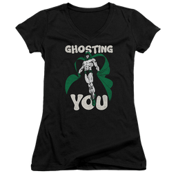 Justice League Ghosting Juniors V-Neck T-Shirt Juniors V-Neck T-Shirt DC Comics   