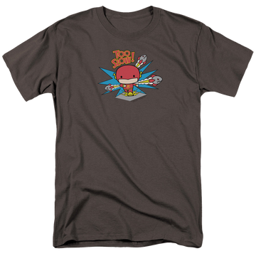 Charcoal men's regular fit t-shirt with The Flash Too Slow graphic