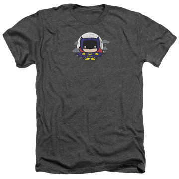Charcoal men's heather t-shirt with Batman Batgirl Chibi graphic
