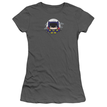 Charcoal juniors t-shirt with Batman Batgirl Chibi graphic