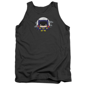 Charcoal men's tank with Batman Batgirl Chibi graphic