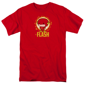 Red men's regular fit t-shirt with Flash Chibi graphic