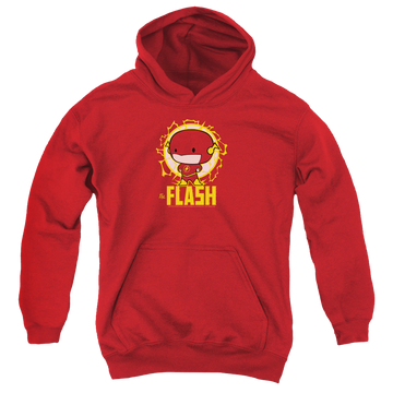 Red youth hoodie for ages 8 to 12 with Flash Chibi graphic