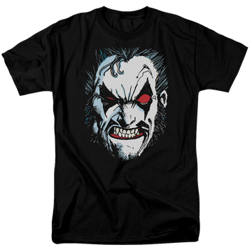 Black men's regular fit t-shirt with Lobo Justice League In Lo Face graphic
