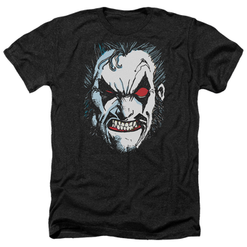 Charcoal men's heather t-shirt with Lobo Justice League In Lo Face graphic