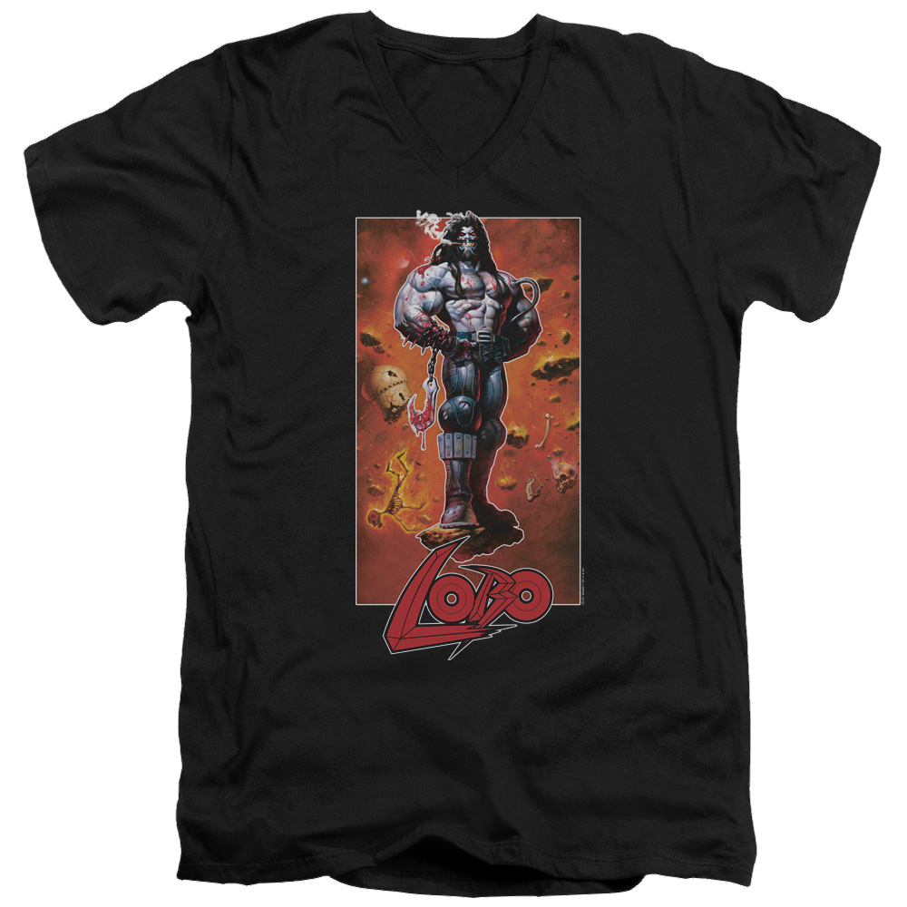 Justice League Lobo Pose Men's V-Neck T-Shirt Men's V-Neck T-Shirt Lobo   
