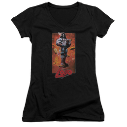 Justice League Lobo Pose Juniors V-Neck T-Shirt Juniors V-Neck T-Shirt Lobo   