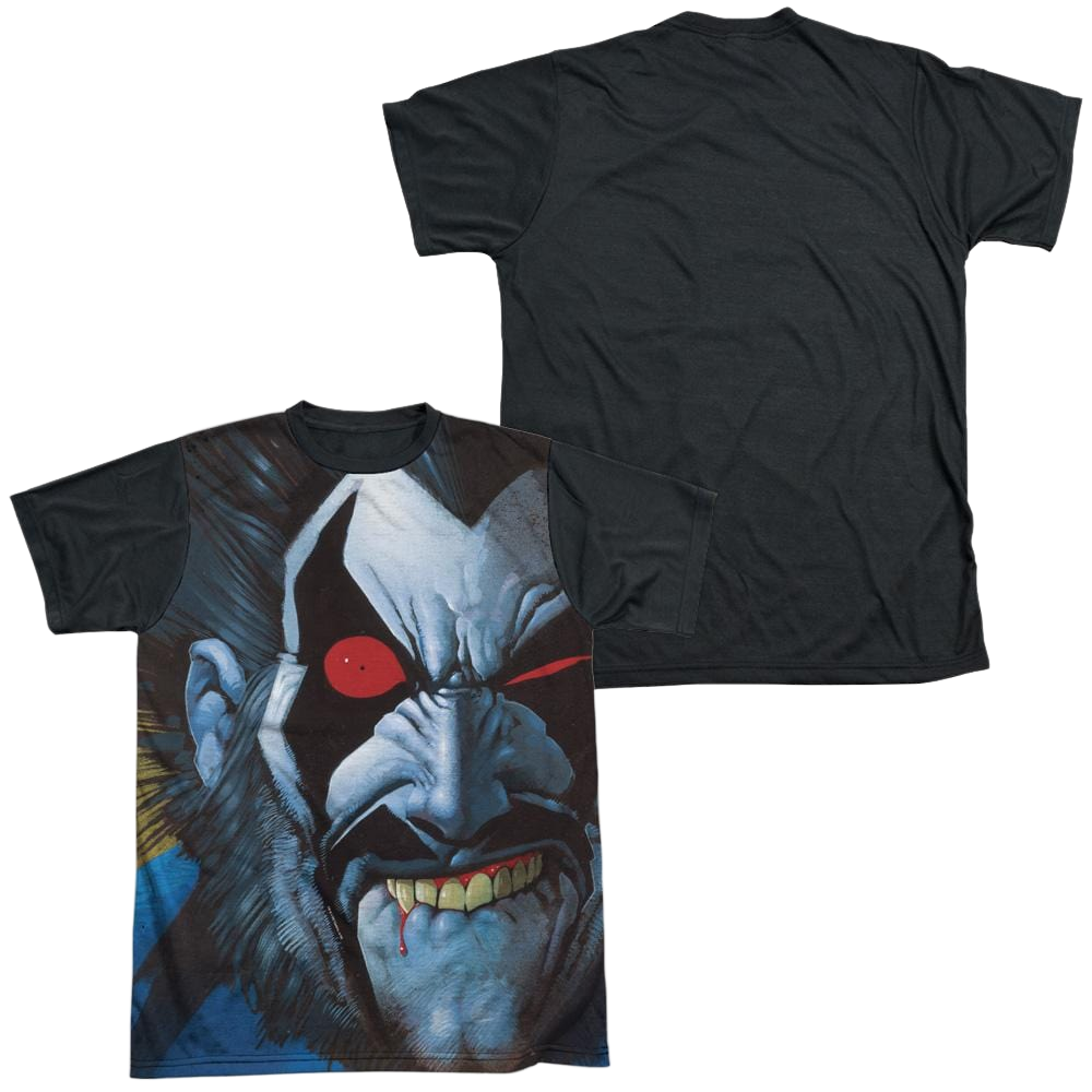 Justice League Bit Lip Men's Black Back T-Shirt Men's Black Back T-Shirt Lobo   