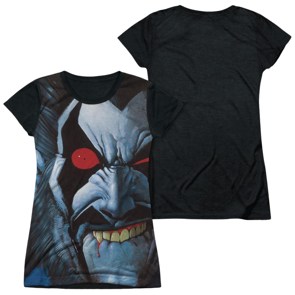 Justice League Bit Lip Juniors Black Back T-Shirt Juniors Black Back T-Shirt Lobo   