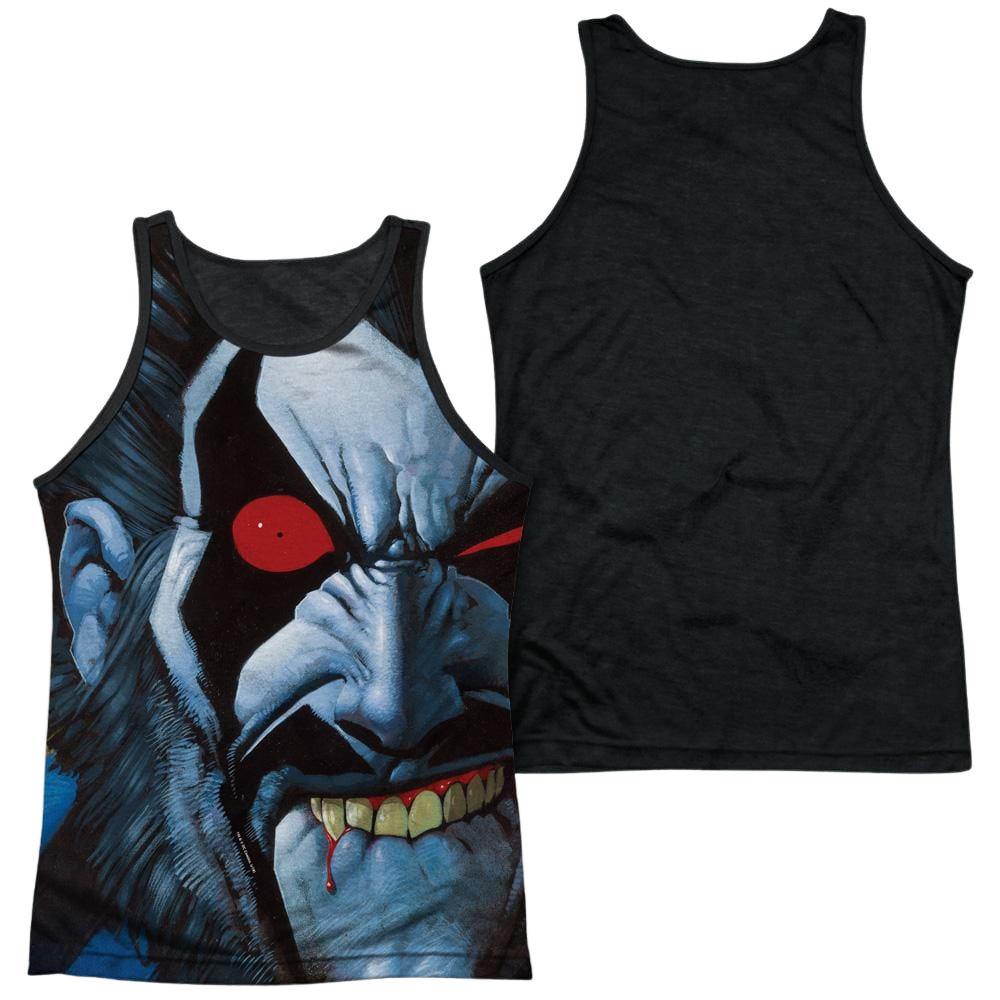 Justice League Bit Lip Men's Black Back Tank Men's Black Back Tank Lobo   