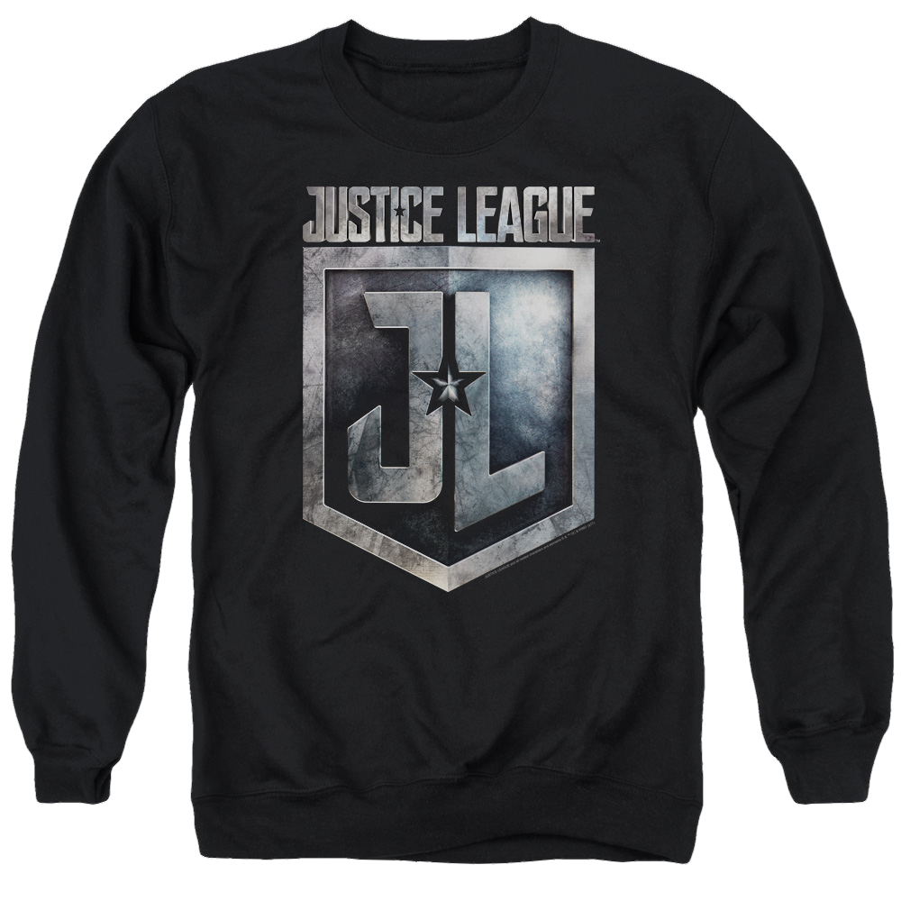 Justice League Shield Logo Men's Crewneck Sweatshirt Men's Crewneck Sweatshirt Justice League   